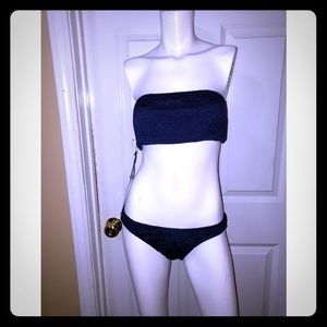NWT rouched  strapless highcut bikini